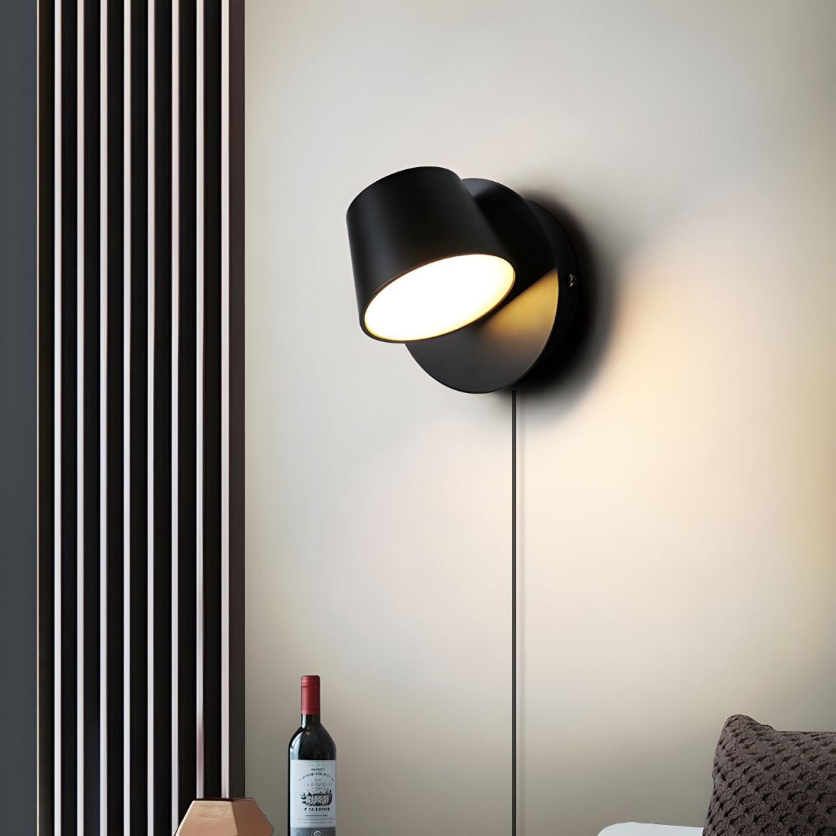 Angle Adjustable Plug-in Wall Lamp with Dimmable LED and Modern Design
