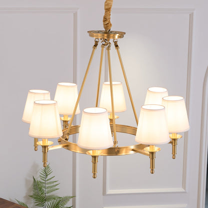 Elegant Antique Brass Chandelier with Adjustable Height and 6 Lights
