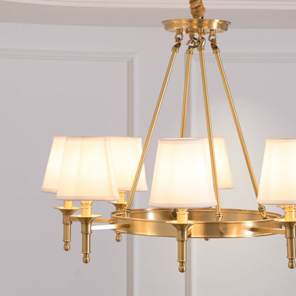 Elegant Antique Brass Chandelier with Adjustable Height and 6 Lights