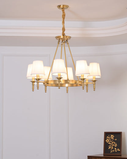 Elegant Antique Brass Chandelier with Adjustable Height and 6 Lights