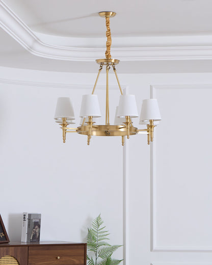 Elegant Antique Brass Chandelier with Adjustable Height and 6 Lights