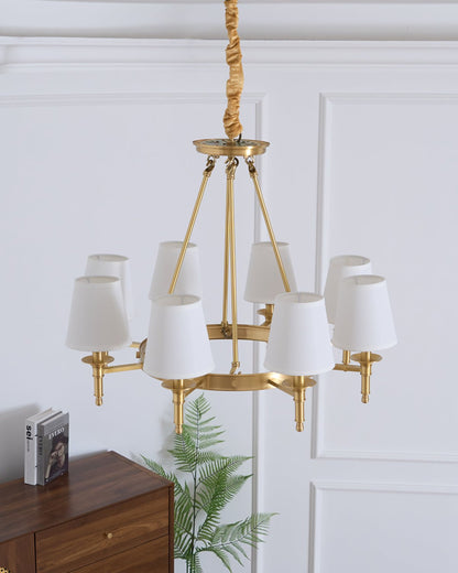 Elegant Antique Brass Chandelier with Adjustable Height and 6 Lights