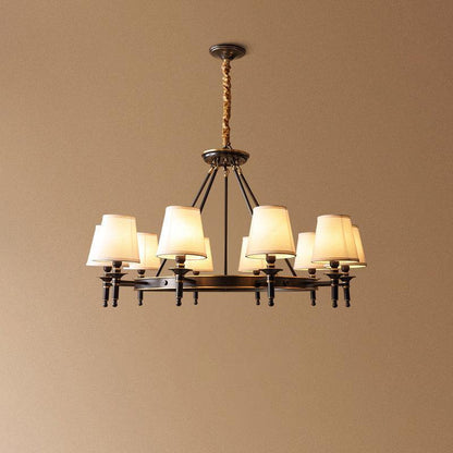 Elegant Antique Brass Chandelier with Adjustable Height and 6 Lights