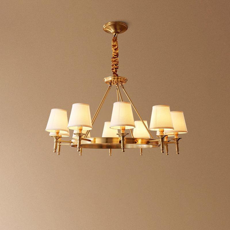 Elegant Antique Brass Chandelier with Adjustable Height and 6 Lights