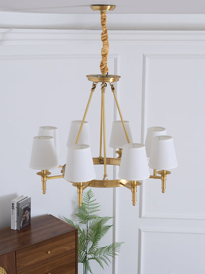 Elegant Antique Brass Chandelier with Adjustable Height and 6 Lights