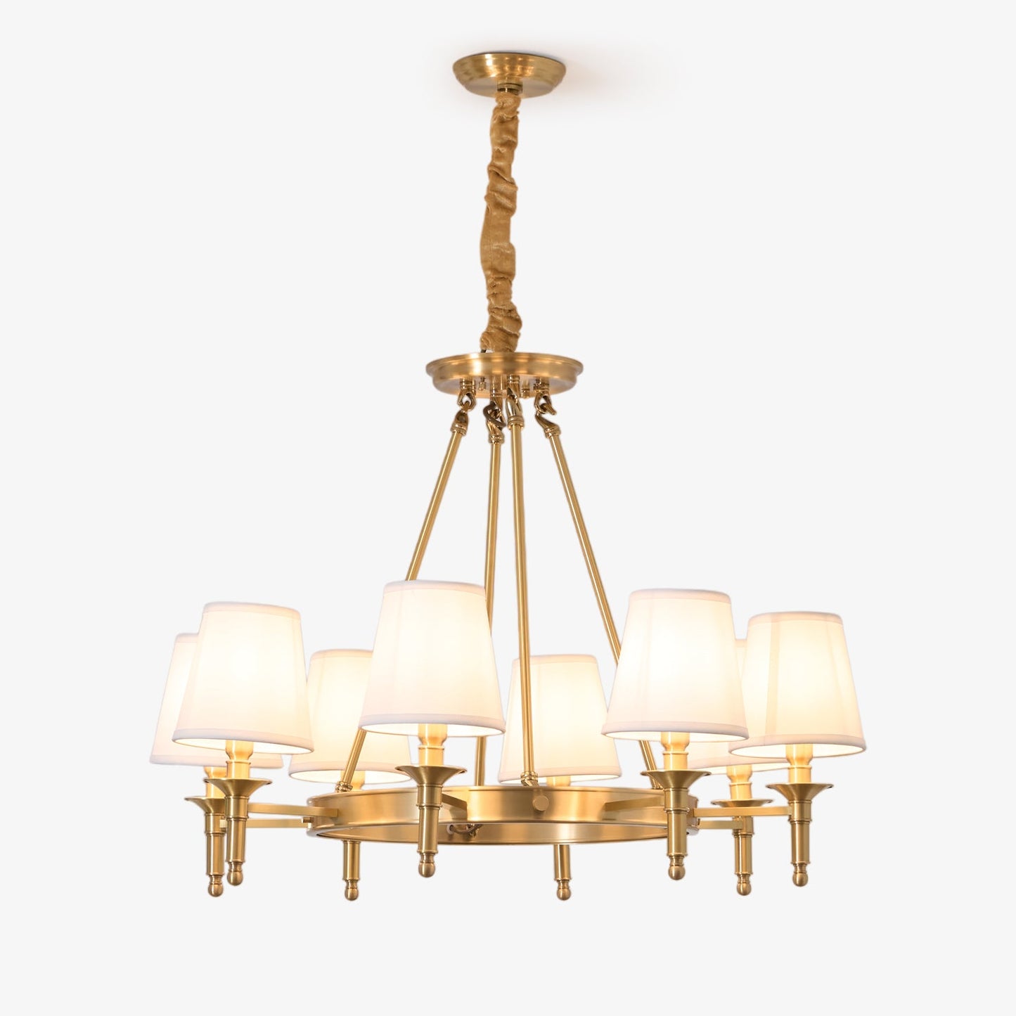 Elegant Antique Brass Chandelier with Adjustable Height and 6 Lights