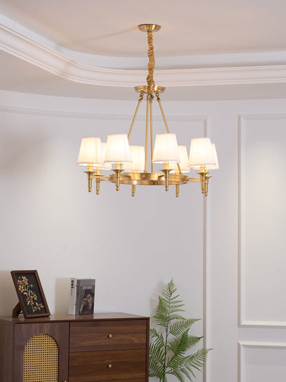 Elegant Antique Brass Chandelier with Adjustable Height and 6 Lights