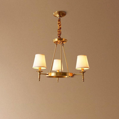 Elegant Antique Brass Chandelier with Adjustable Height and 6 Lights