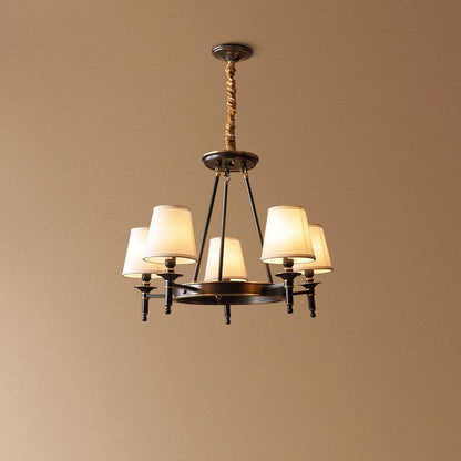 Elegant Antique Brass Chandelier with Adjustable Height and 6 Lights