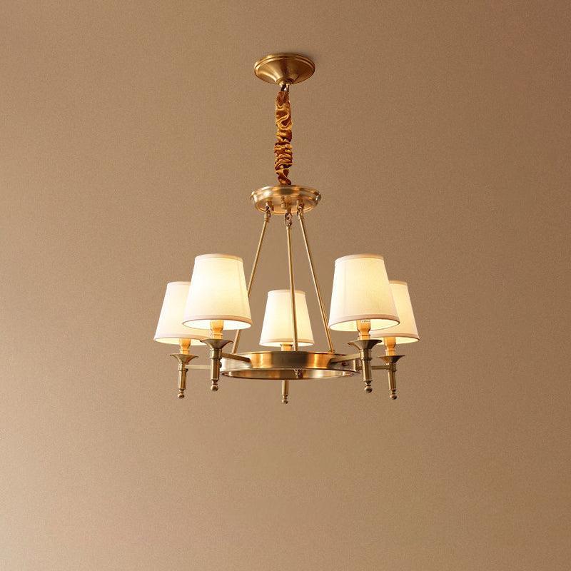 Elegant Antique Brass Chandelier with Adjustable Height and 6 Lights