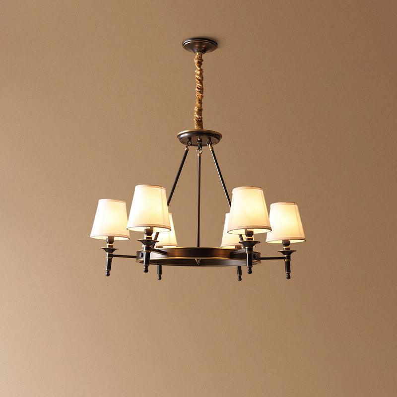 Elegant Antique Brass Chandelier with Adjustable Height and 6 Lights