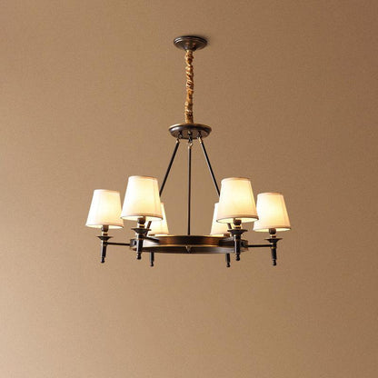 Elegant Antique Brass Chandelier with Adjustable Height and 6 Lights
