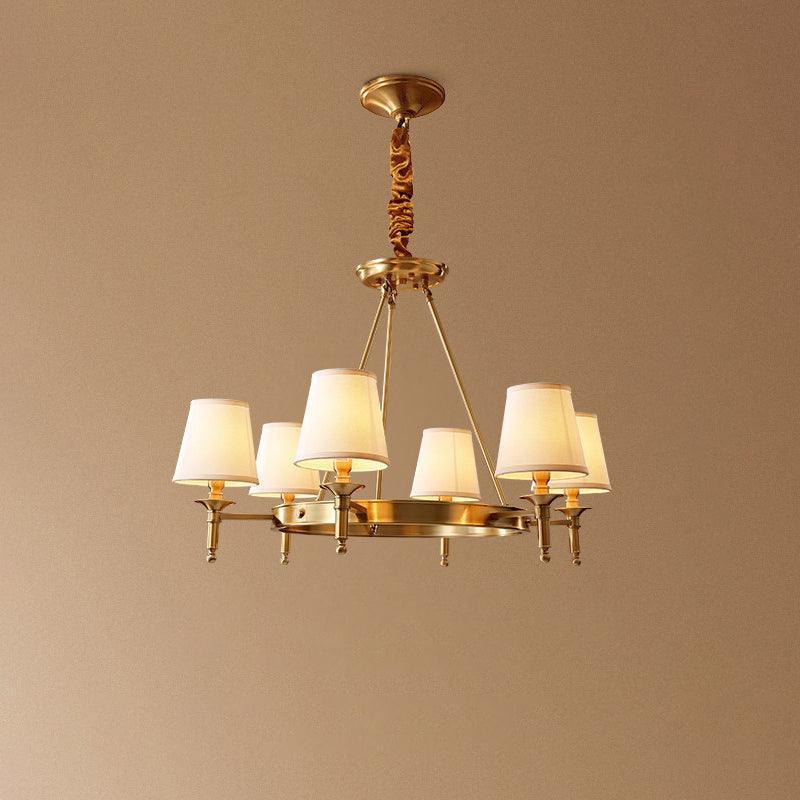 Elegant Antique Brass Chandelier with Adjustable Height and 6 Lights