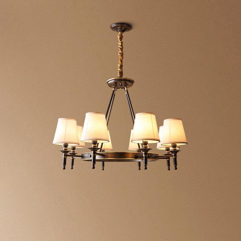 Elegant Antique Brass Chandelier with Adjustable Height and 6 Lights