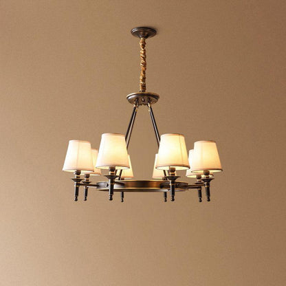 Elegant Antique Brass Chandelier with Adjustable Height and 6 Lights