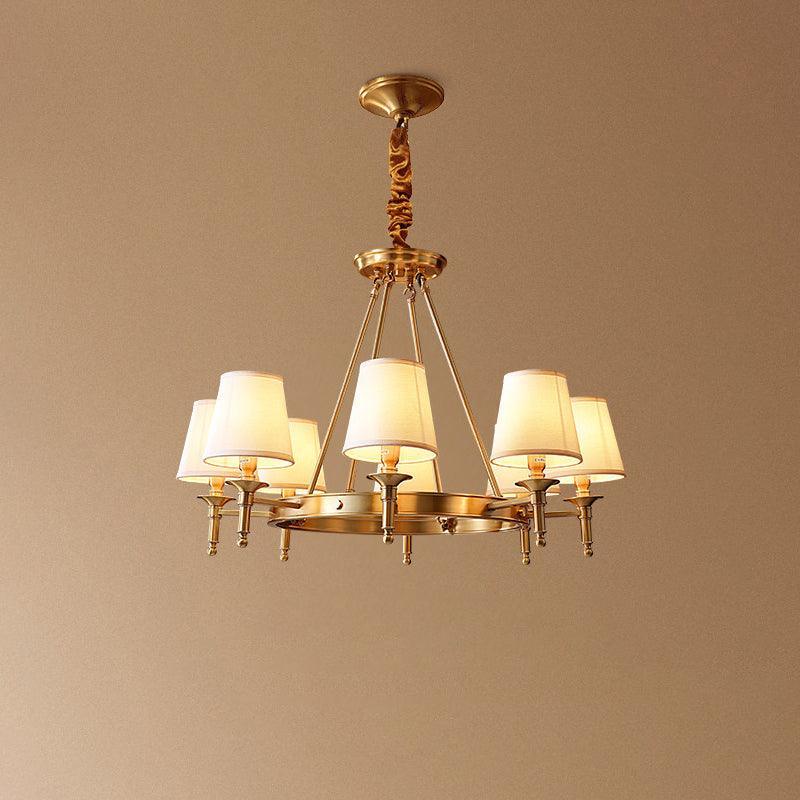 Elegant Antique Brass Chandelier with Adjustable Height and 6 Lights