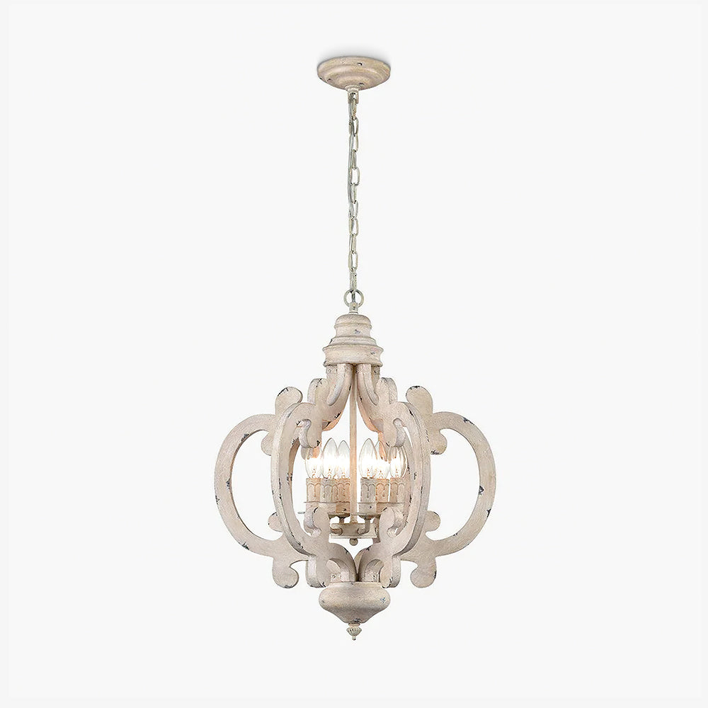 Antique White Chandelier - Elegant Design with Adjustable Height & Cry