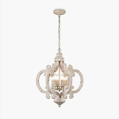 Antique White Chandelier - Elegant Design with Adjustable Height & Cry