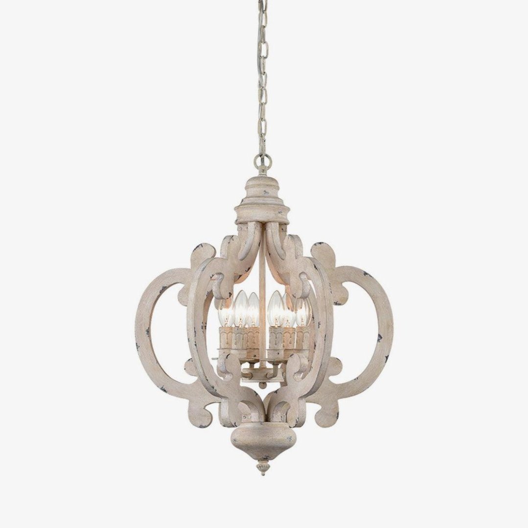 Antique White Chandelier - Elegant Design with Adjustable Height & Cry