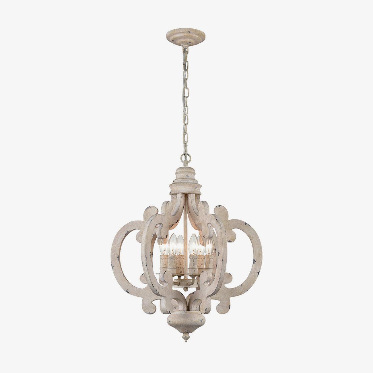 Antique White Chandelier - Elegant Design with Adjustable Height & Cry