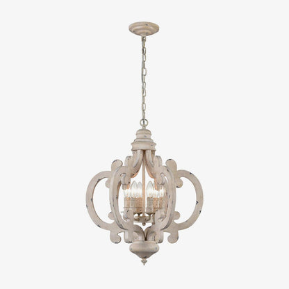 Antique White Chandelier - Elegant Design with Adjustable Height & Cry