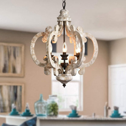 Antique White Chandelier - Elegant Design with Adjustable Height & Cry