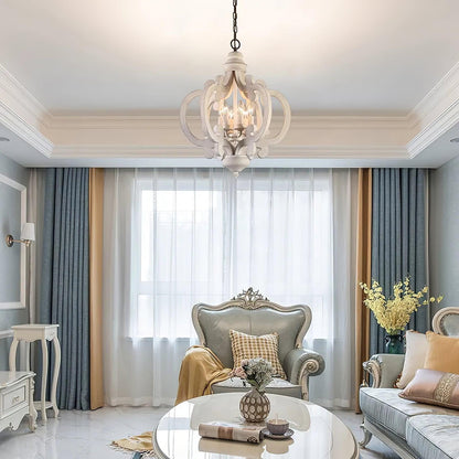 Antique White Chandelier - Elegant Design with Adjustable Height & Cry