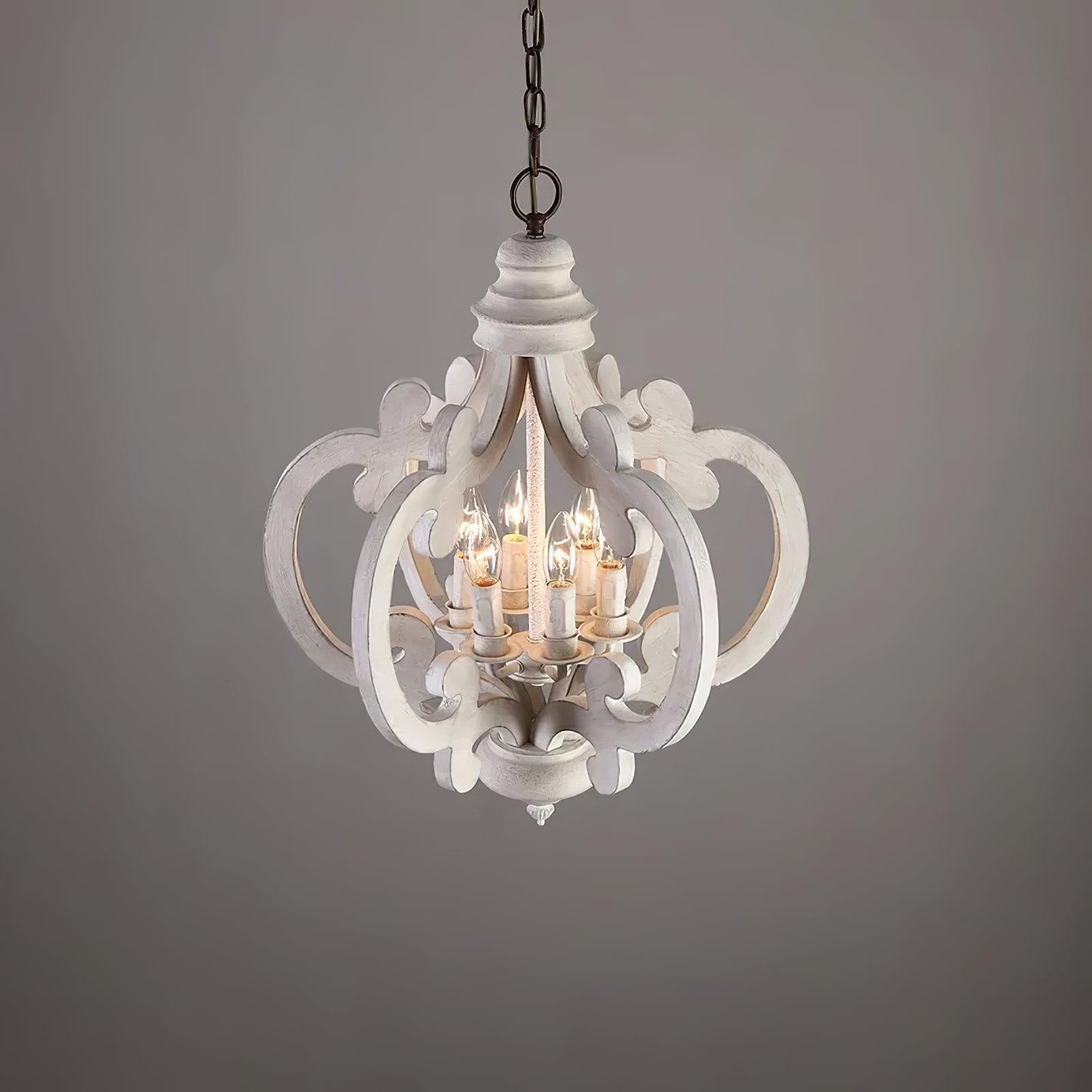 Antique White Chandelier - Elegant Design with Adjustable Height & Cry
