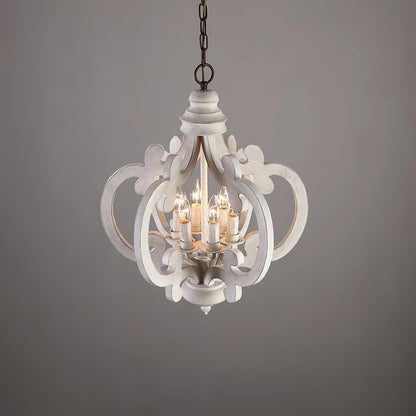 Antique White Chandelier - Elegant Design with Adjustable Height & Cry