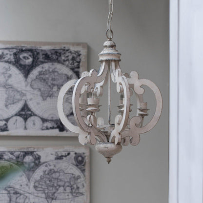 Antique White Chandelier - Elegant Design with Adjustable Height & Cry