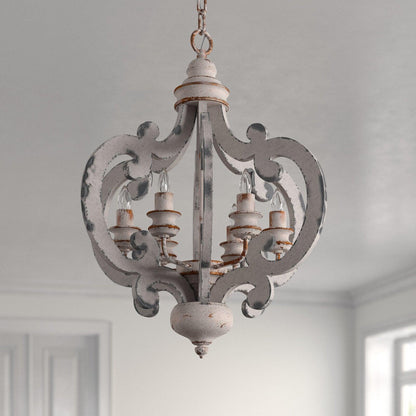 Antique White Chandelier - Elegant Design with Adjustable Height & Cry
