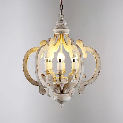 Antique White Chandelier - Elegant Design with Adjustable Height & Cry