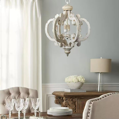 Antique White Chandelier - Elegant Design with Adjustable Height & Cry