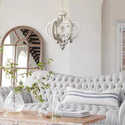 Antique White Chandelier - Elegant Design with Adjustable Height & Cry