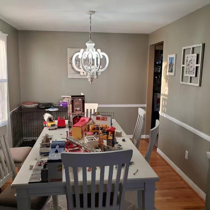 Antique White Chandelier - Elegant Design with Adjustable Height & Cry