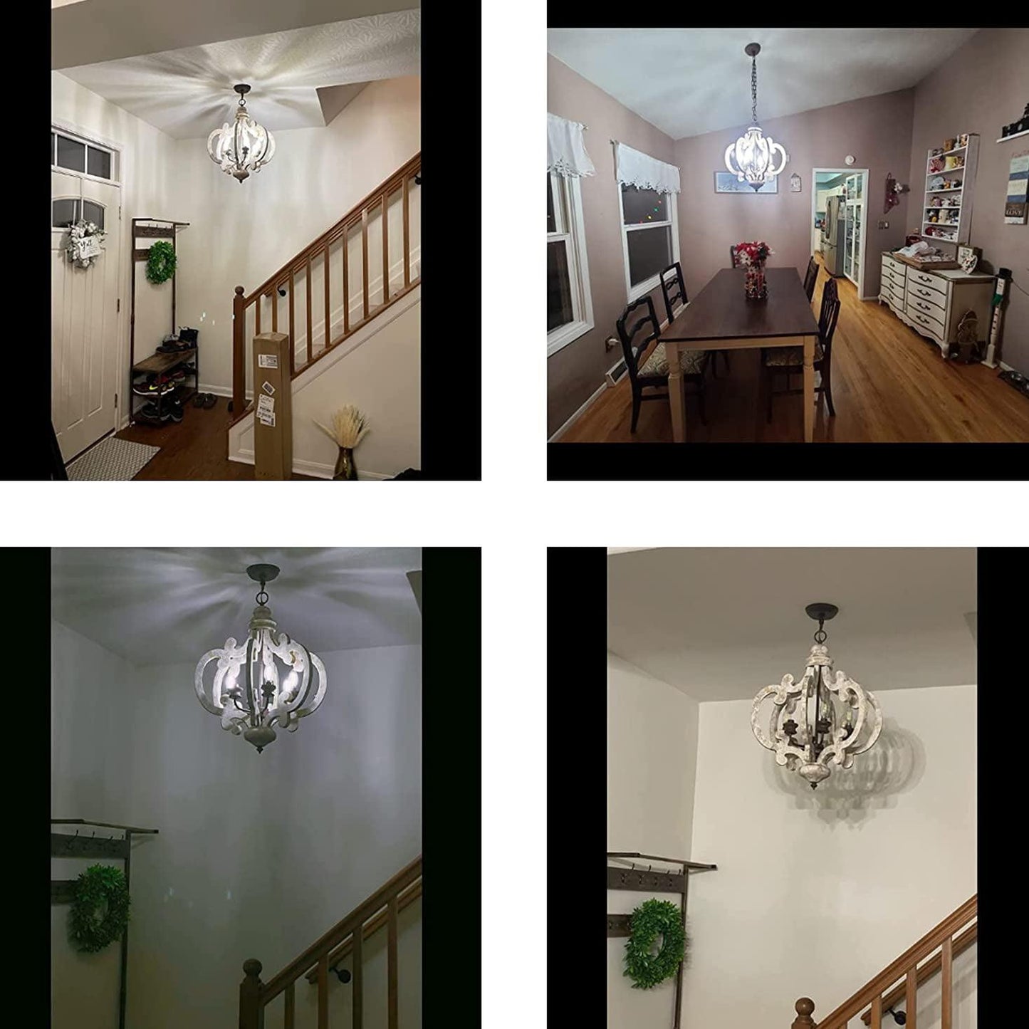 Antique White Chandelier - Elegant Design with Adjustable Height & Cry