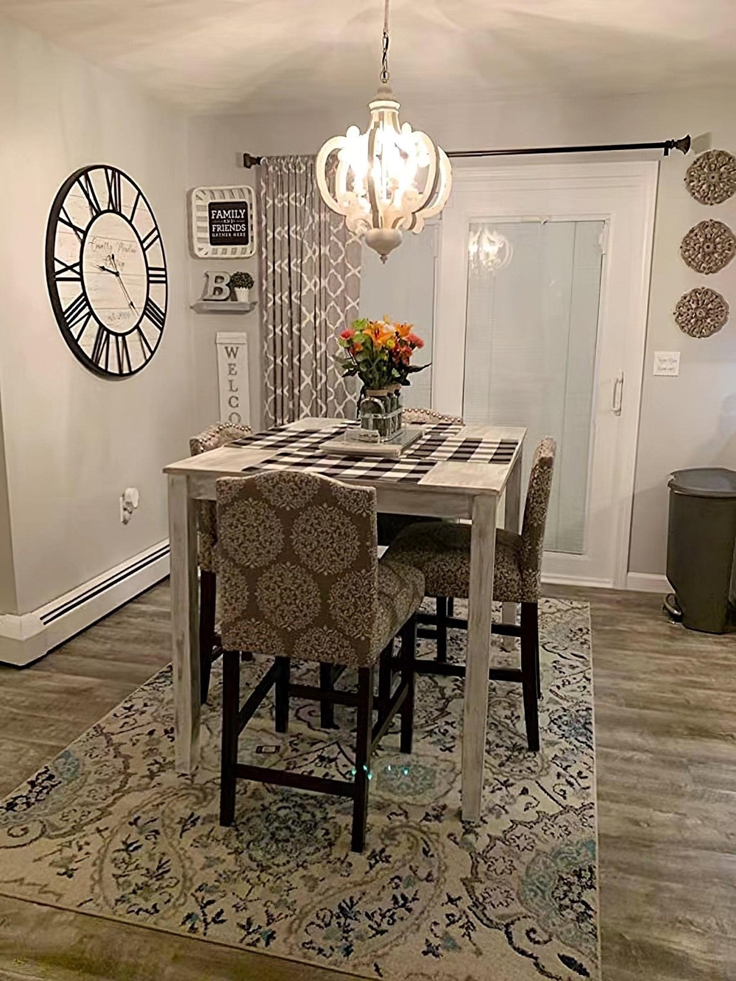 Antique White Chandelier - Elegant Design with Adjustable Height & Cry