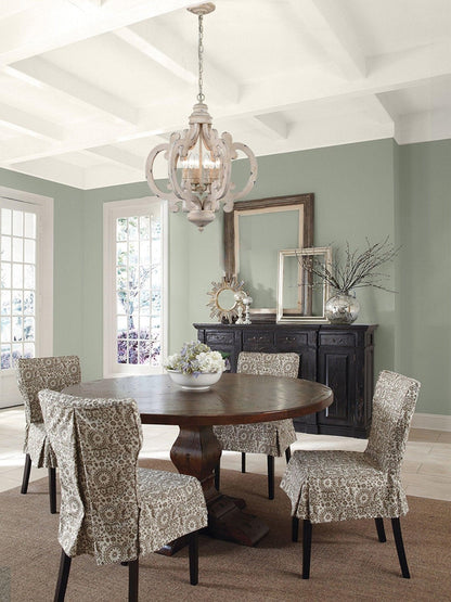 Antique White Chandelier - Elegant Design with Adjustable Height & Cry