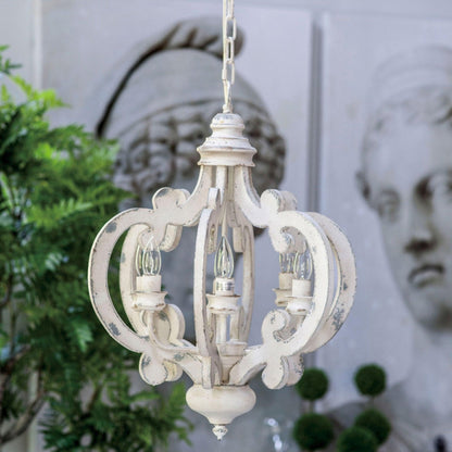 Antique White Chandelier - Elegant Design with Adjustable Height & Cry