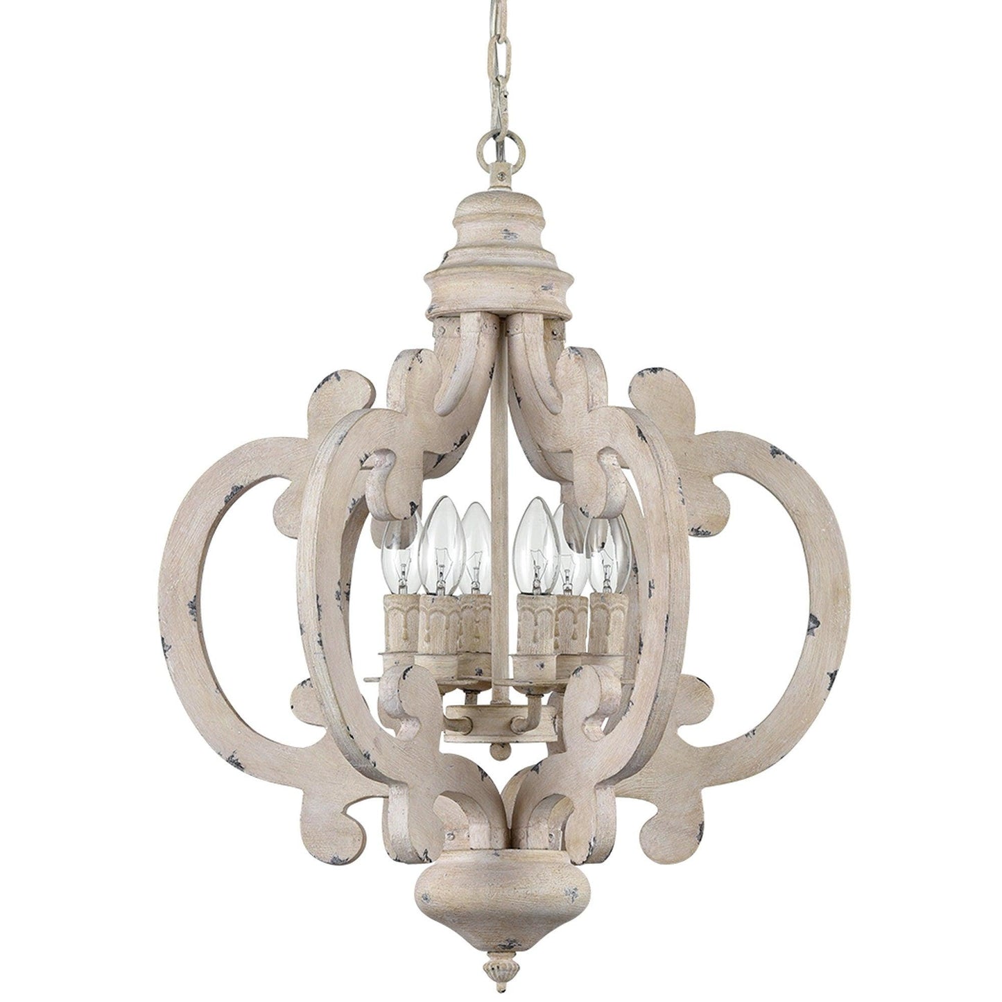 Antique White Chandelier - Elegant Design with Adjustable Height & Cry