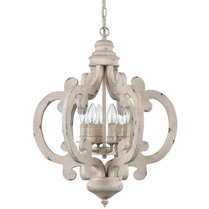 Antique White Chandelier - Elegant Design with Adjustable Height & Cry