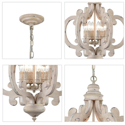 Antique White Chandelier - Elegant Design with Adjustable Height & Cry