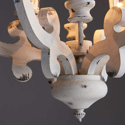 Antique White Chandelier - Elegant Design with Adjustable Height & Cry