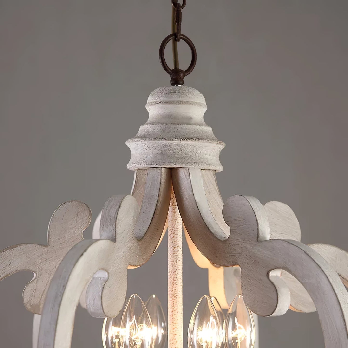Antique White Chandelier - Elegant Design with Adjustable Height & Cry