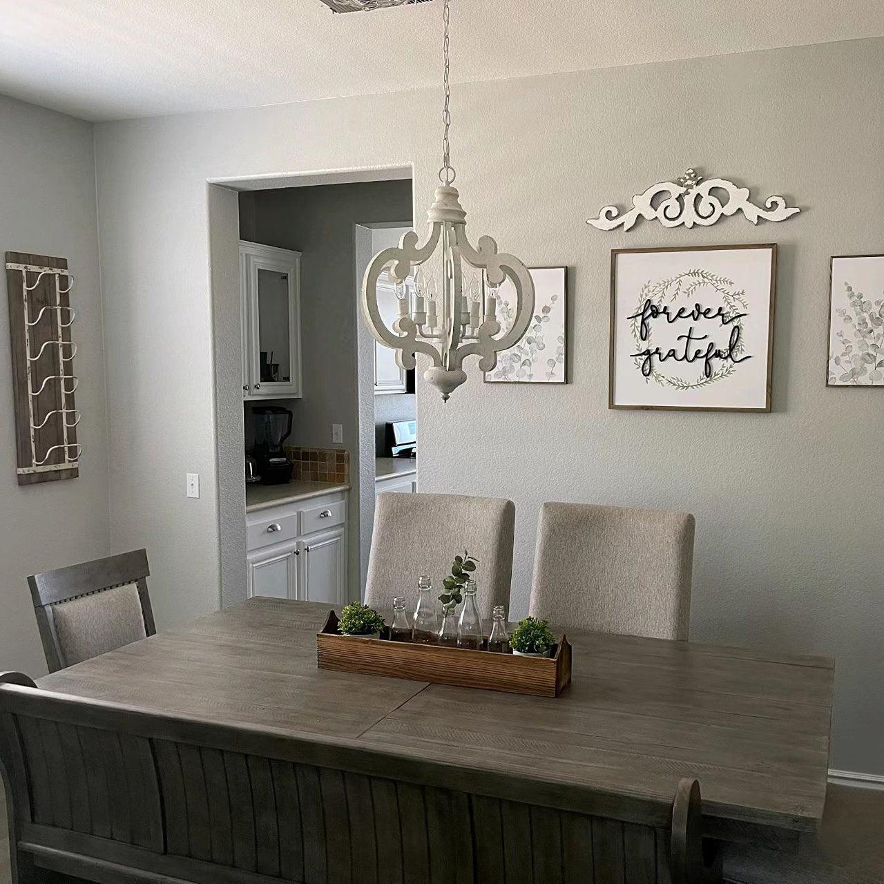 Antique White Chandelier - Elegant Design with Adjustable Height & Cry