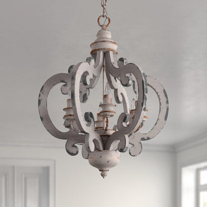 Antique White Chandelier - Elegant Design with Adjustable Height & Cry