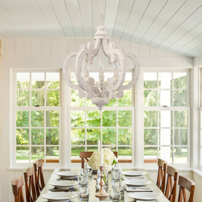 Antique White Chandelier - Elegant Design with Adjustable Height & Cry