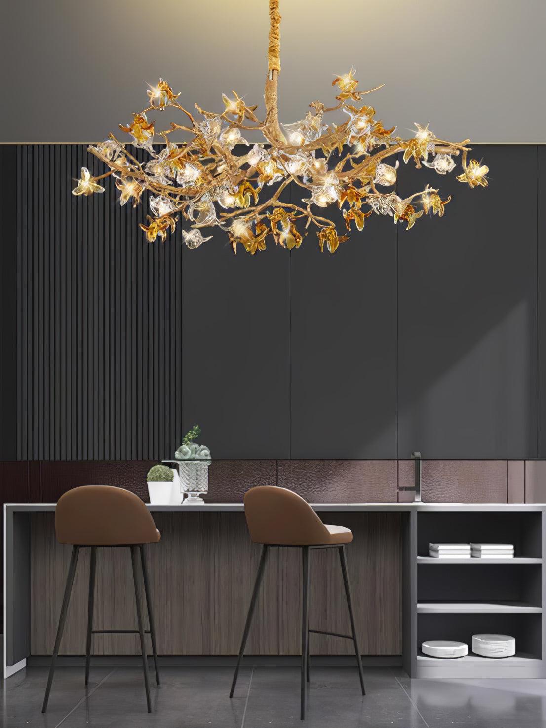 Aosta Brass Branch Chandelier - Elegant Design with Adjustable Arms