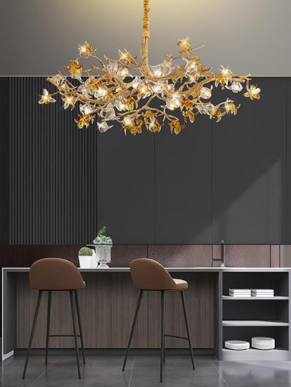 Aosta Brass Branch Chandelier - Elegant Design with Adjustable Arms