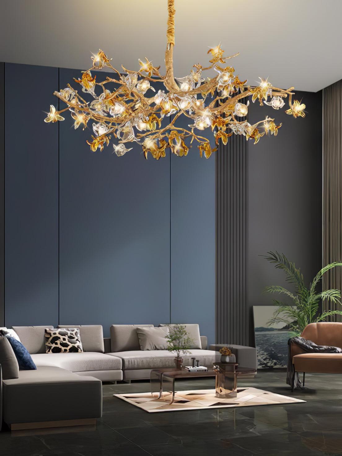 Aosta Brass Branch Chandelier - Elegant Design with Adjustable Arms